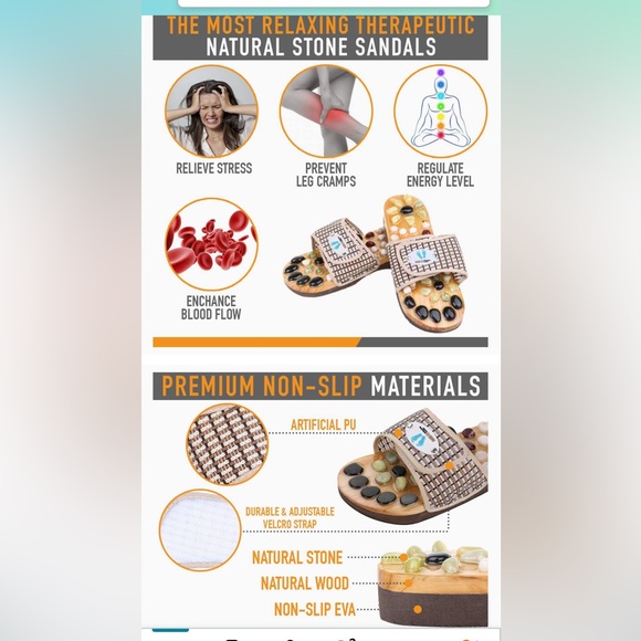 🌸NEO Reflexology Therapeutic Stone Massaging Sandals measures size 10 - Picture 12 of 13